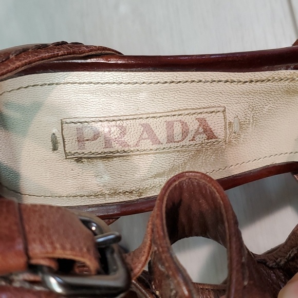 Prada Womens Ankle Zip Heels Pump Sandals shoes sz 37/7 - Picture 6 of 16